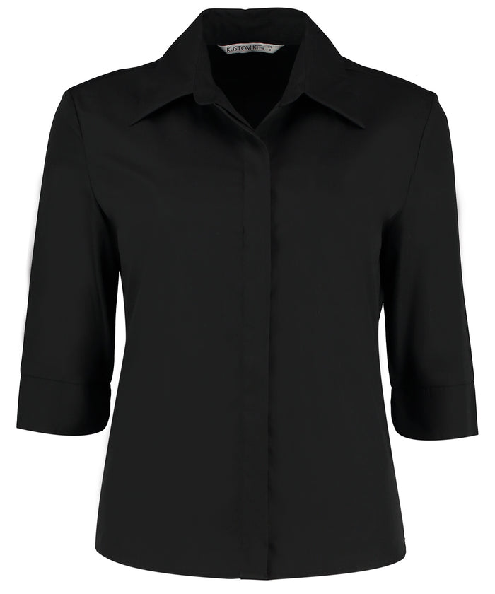 Kustom Kit Contiental ¾ Sleeve Blouse Womens - Black