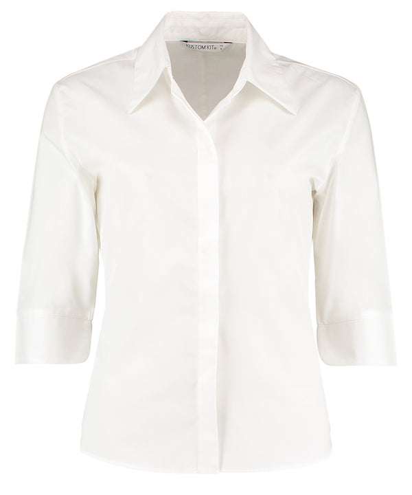 Kustom Kit Contiental ¾ Sleeve Blouse Womens - White