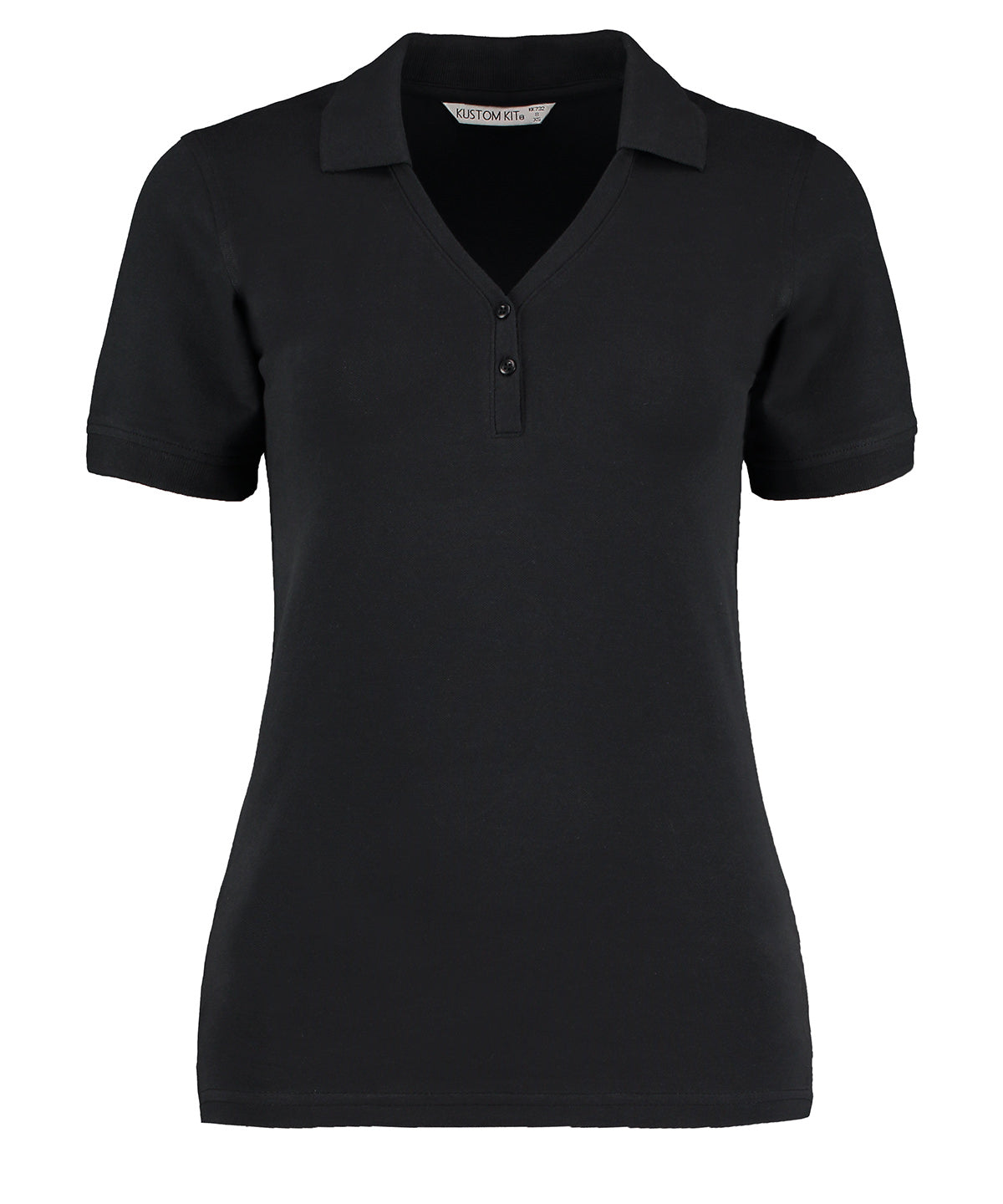 Kustom Kit Sophia V-neck Polo (regular Fit) - Black