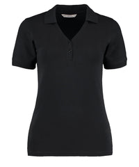 Kustom Kit Sophia V-neck Polo (regular Fit) - Black
