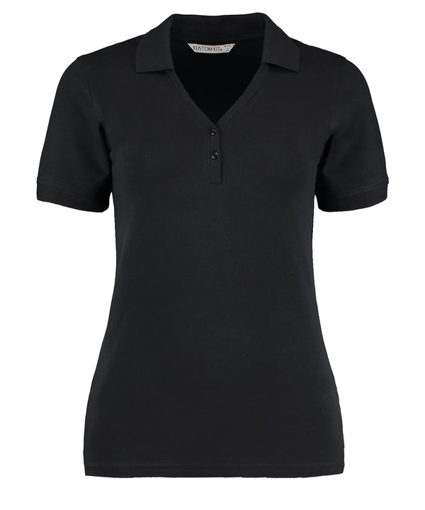 Kustom Kit Sophia V-neck Polo (regular Fit) - Black