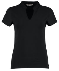 Kustom Kit Women's Corporate Short-sleeved Top V-neck Mandarin Collar (regular Fit) - Black