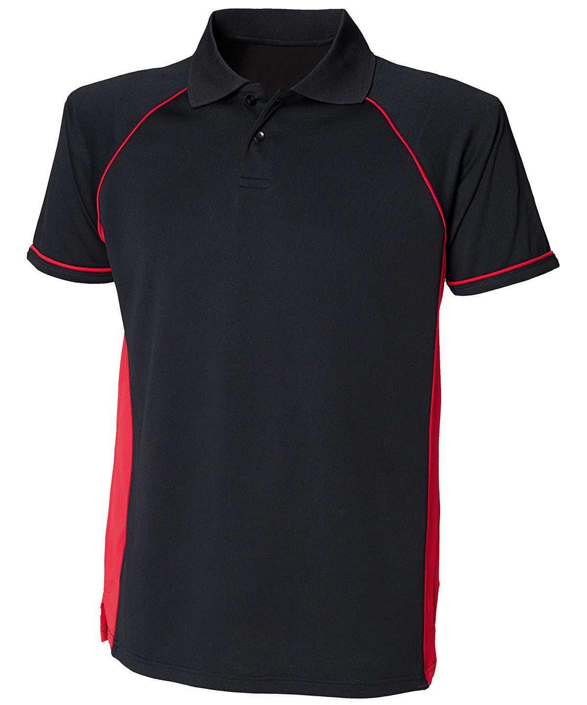Finden & Hales Panel Performance Polo - Black/Red/Red
