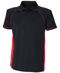 Finden & Hales Panel Performance Polo - Black/Red/Red