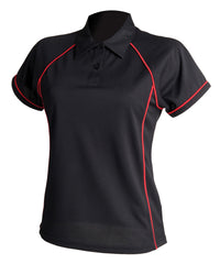 Finden & Hales Women's Piped Performance Polo - Black/Red