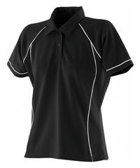 Finden & Hales Women's Piped Performance Polo - Black/White