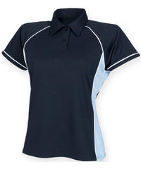Finden & Hales Women's Piped Performance Polo - Navy/Sky/White