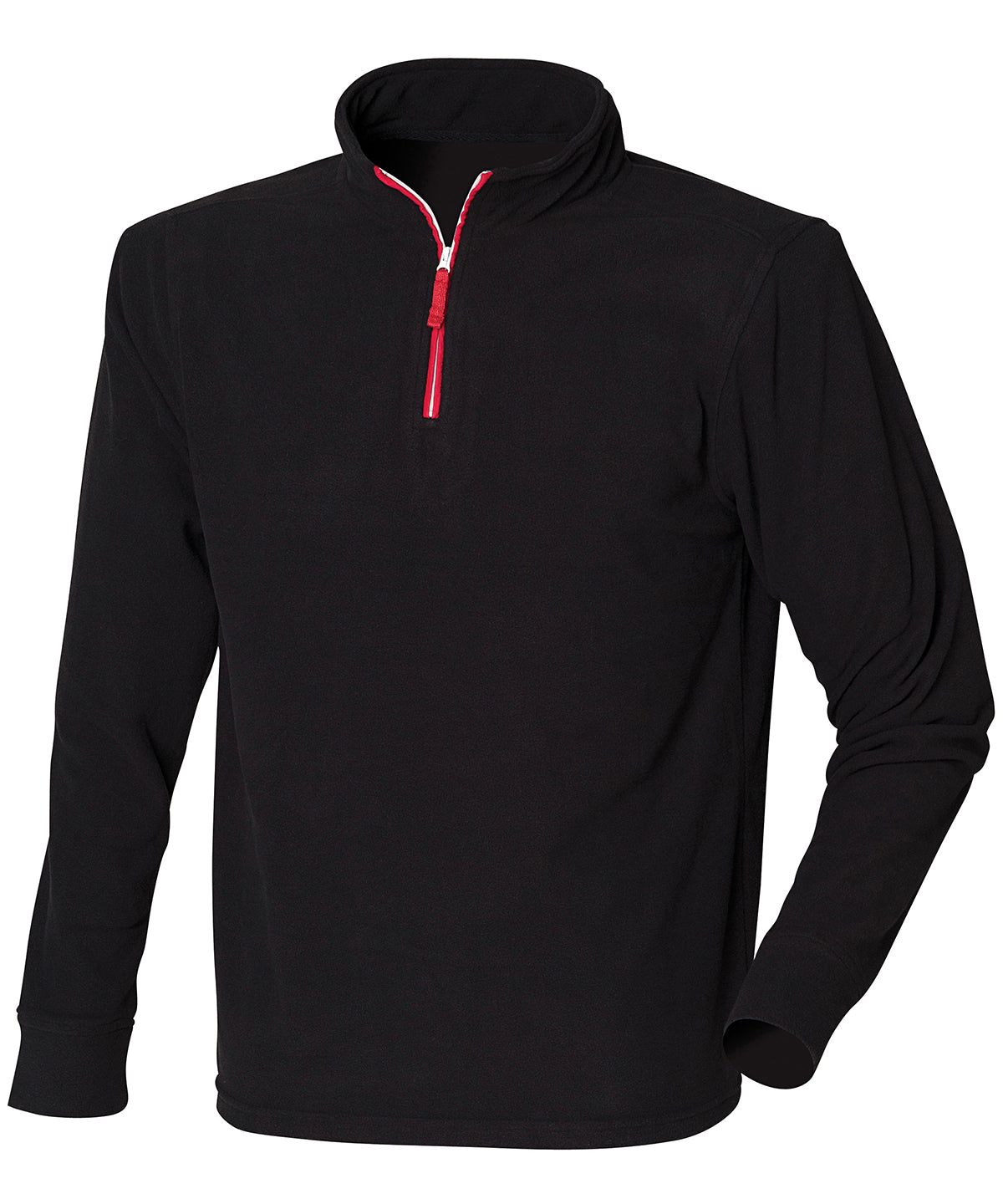 Finden & Hales ¼ Zip Long Sleeve Fleece Piped - Black/Red/White