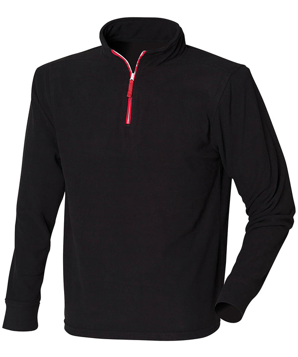 Finden & Hales ¼ Zip Long Sleeve Fleece Piped - Black/Red/White