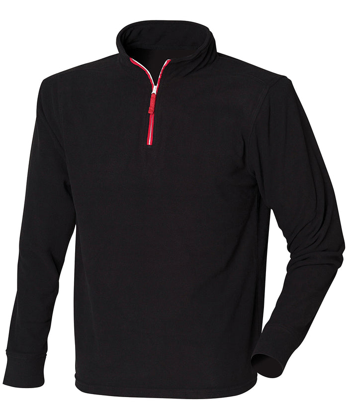 Finden & Hales ¼ Zip Long Sleeve Fleece Piped - Black/Red/White