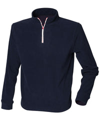 Finden & Hales ¼ Zip Long Sleeve Fleece Piped - Navy/White/Red