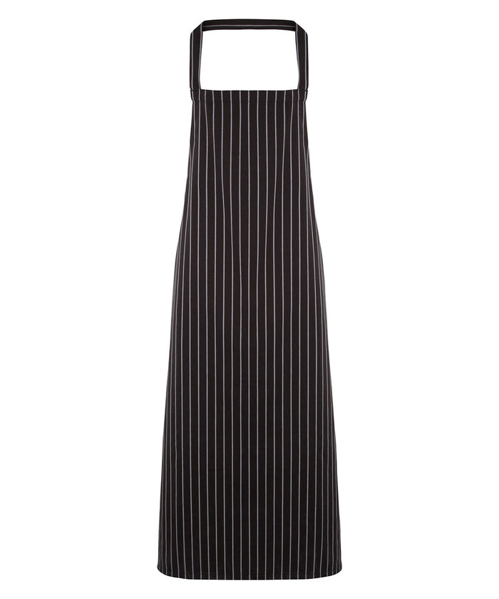 Premier Striped Bib Apron - Black/Grey