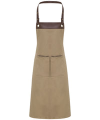 Premier Espresso Bib Apron - Khaki/Brown