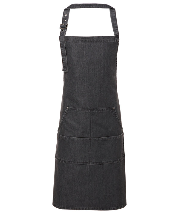 Premier Jeans Stitch Bib Apron - Black Denim