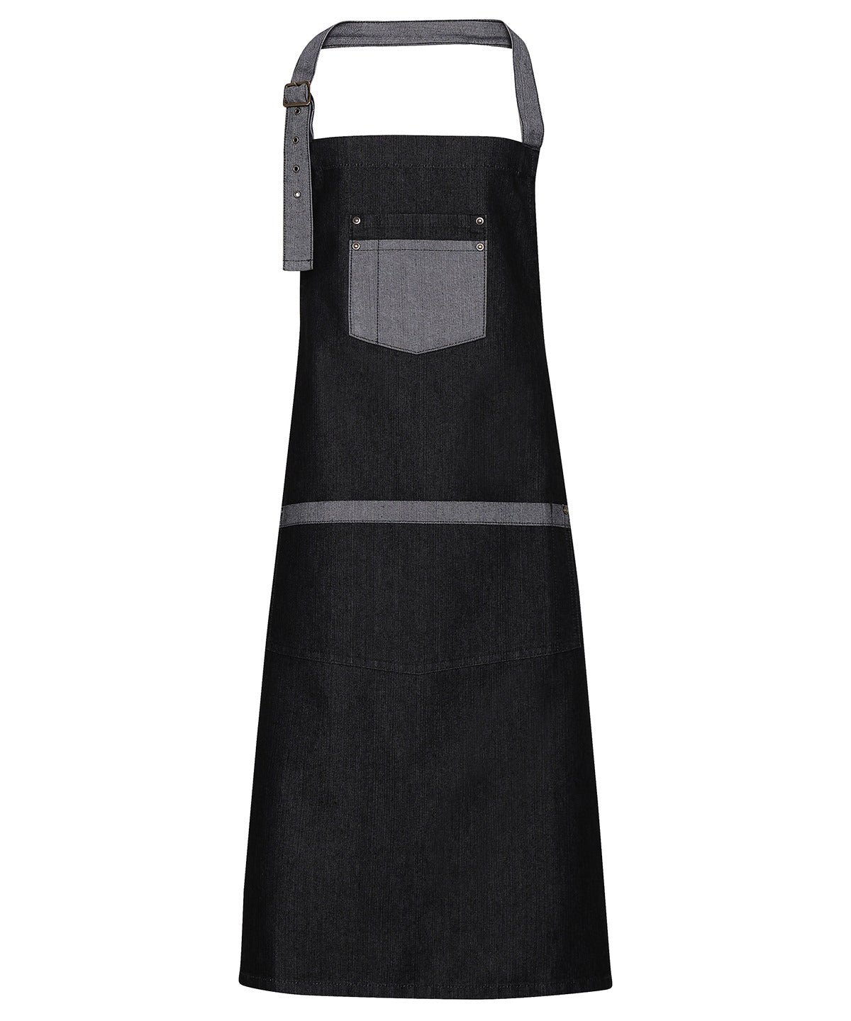 Premier Domain Contrast Denim Bib Apron - Black Denim