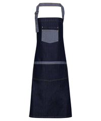 Premier Domain Contrast Denim Bib Apron - Indigo Denim