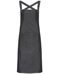 Premier Cross Back 'barista' Bib Apron - Black Denim