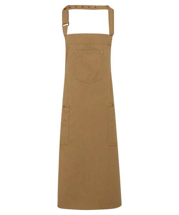 Premier Chino Cotton Bib Apron - Khaki