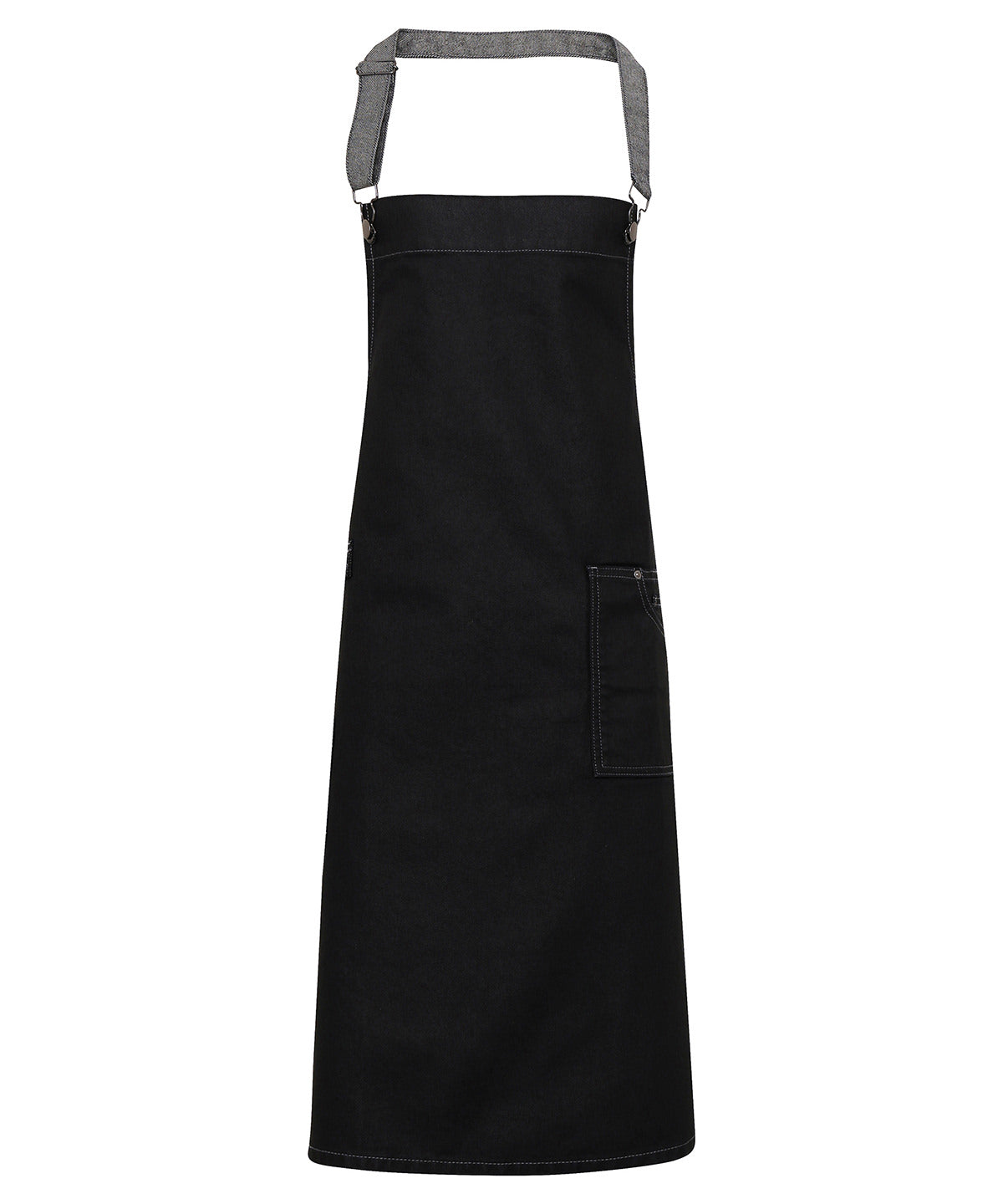 Premier District Waxed-look Denim Bib Apron - Black Denim