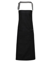 Premier District Waxed-look Denim Bib Apron - Black Denim