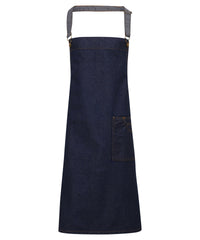 Premier District Waxed-look Denim Bib Apron - Indigo Denim