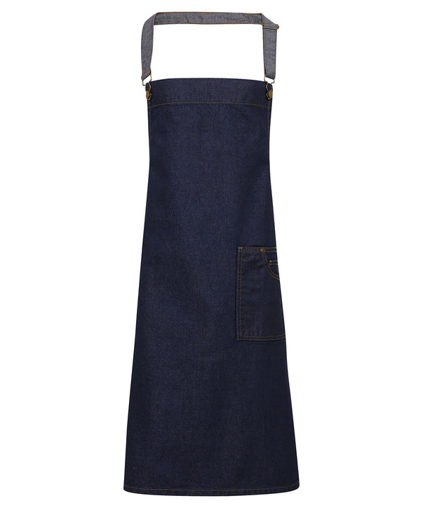 Premier District Waxed-look Denim Bib Apron - Indigo Denim