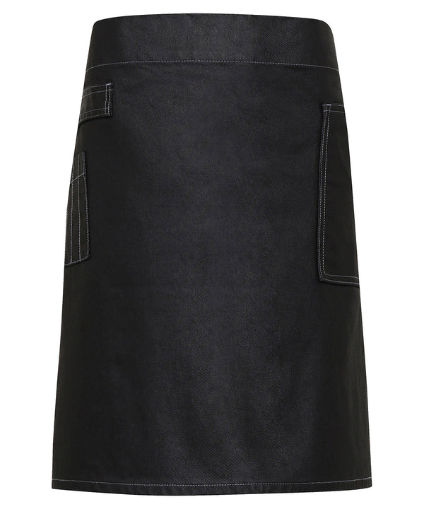 Premier Division Waxed-look Denim Waist Apron - Black Denim
