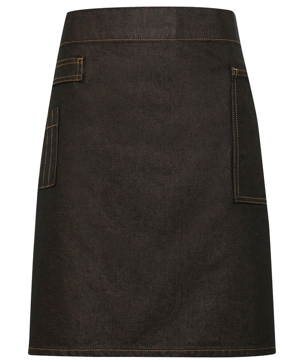 Premier Division Waxed-look Denim Waist Apron - Black/Tan Denim