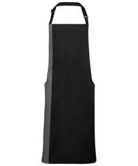 Premier Contrast Bib Apron - Black/Dark Grey