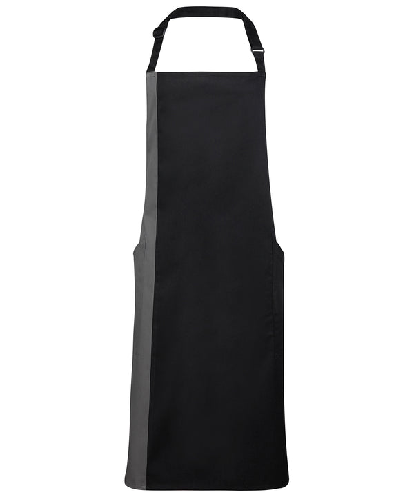 Premier Contrast Bib Apron - Black/Dark Grey