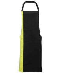 Premier Contrast Bib Apron - Black/Lime