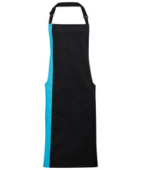 Premier Contrast Bib Apron - Black/Turquoise