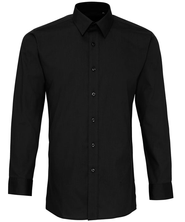 Premier Poplin Fitted Long Sleeve Shirt - Black