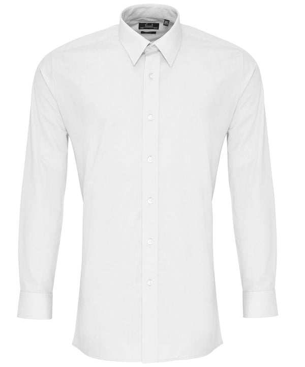 Premier Poplin Fitted Long Sleeve Shirt - White