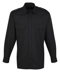 Premier Long Sleeve Pilot Shirt - Black