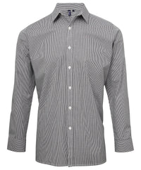 Premier Microcheck (Gingham) Long Sleeve Cotton Shirt - Black/White