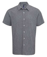 Premier Microcheck (Gingham) Short Sleeve Cotton Shirt - Black/White