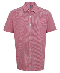 Premier Microcheck (Gingham) Short Sleeve Cotton Shirt - Red/White