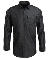 Premier Jeans Stitch Denim Shirt - Black Denim