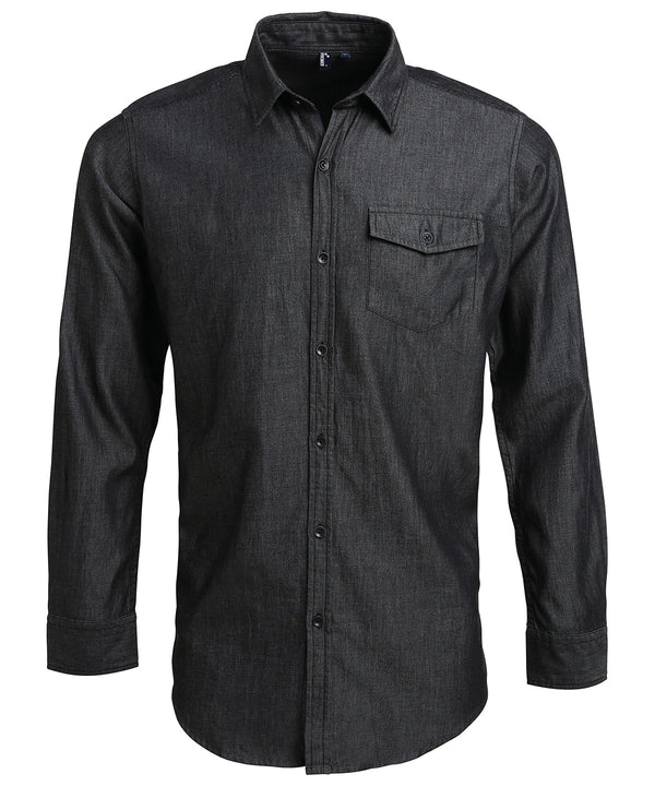 Premier Jeans Stitch Denim Shirt - Black Denim