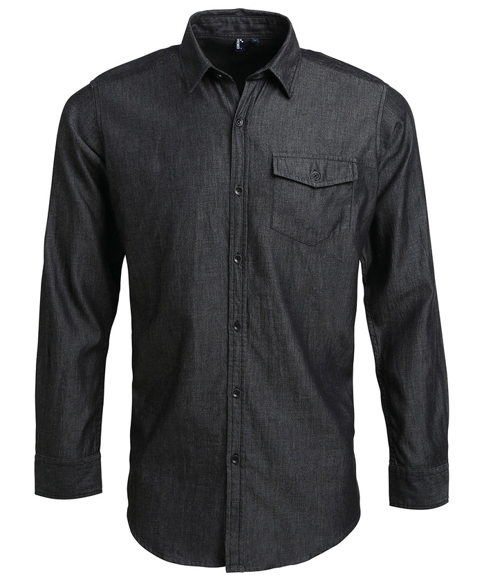 Premier Jeans Stitch Denim Shirt - Black Denim