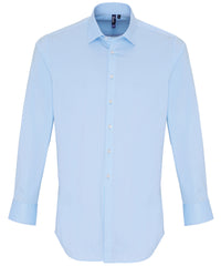 Premier Stretch Fit Cotton Poplin Long Sleeve Shirt - Pale Blue