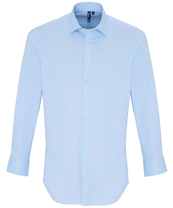 Premier Stretch Fit Cotton Poplin Long Sleeve Shirt - Pale Blue