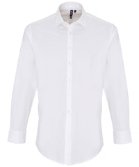 Premier Stretch Fit Cotton Poplin Long Sleeve Shirt - White