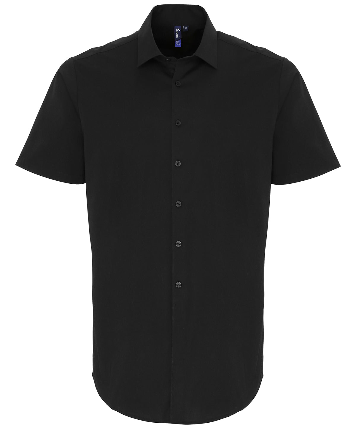 Premier Stretch Fit Cotton Poplin Short Sleeve Shirt - Black