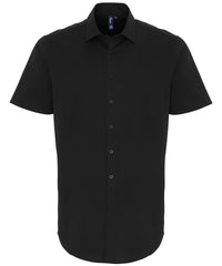 Premier Stretch Fit Cotton Poplin Short Sleeve Shirt - Black