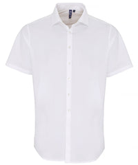 Premier Stretch Fit Cotton Poplin Short Sleeve Shirt - White