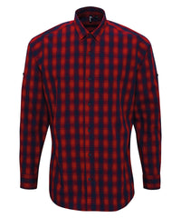 Premier Mulligan Check Cotton Long Sleeve Shirt - Red/Navy