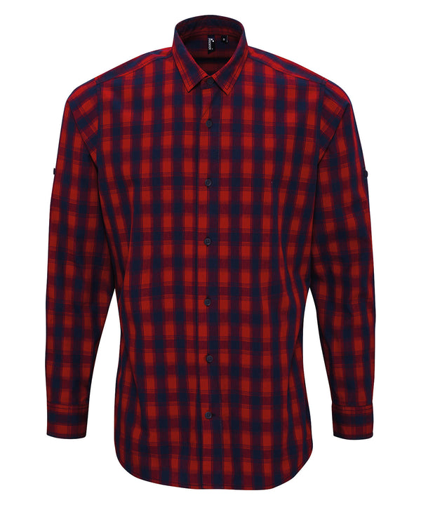 Premier Mulligan Check Cotton Long Sleeve Shirt - Red/Navy