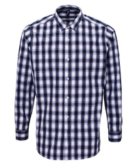 Premier Mulligan Check Cotton Long Sleeve Shirt - White/Navy